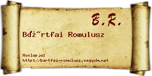 Bártfai Romulusz névjegykártya